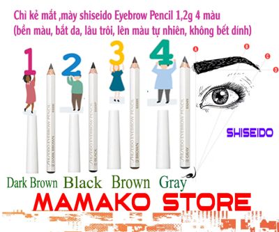 chì kẻ mắt ,mày shiseido 4 màu (bền màu, bắt da, lâu trôi, lên màu tự nhiên, không bết dính)