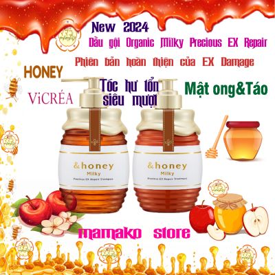 NEW 2024 Dầu gội Hữu cơ mật ong And Honey Vcrea Milky Precious EX Repair 500ml/ làm cho tóc hư tổn thành mềm mượt