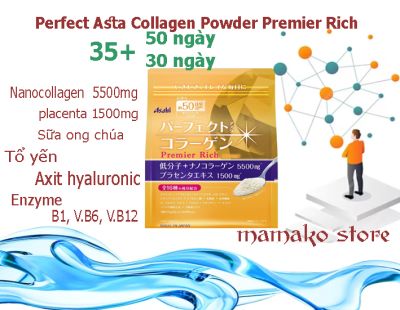 ( dành cho 35+) Bột Asahi Perfect Asta Collagen Powder Premier Rich/50 ngày date 2025
