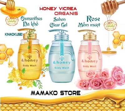 Freeship/ NEW/ Sữa tắm 500ml dưỡng ẩm &honey Vicrea Organic bodywash từ mật ong da khô/da thường /2 mùi / hương mật ong Osmanthus và mật ong Rose