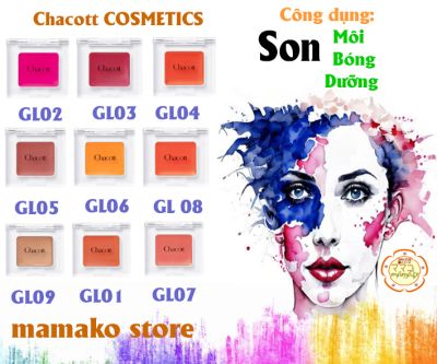 Mỹ phẩm cao cấp Chacott COSMETICS Son Bóng Glossy/9 màu tổng thể /Dòng Glossy/son bóng, dưỡng / lip balm/ lip color