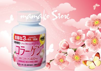 Viên Collagen Orihiro mùi đào ( dạng nhai được )/ Orihiro Most Chewable Collagen 180T  /180 viên /3 tháng date 11/ 2024